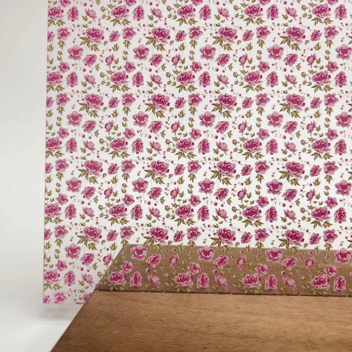 PatternPly® Scattered Pink Peonies sheet showing the pattern