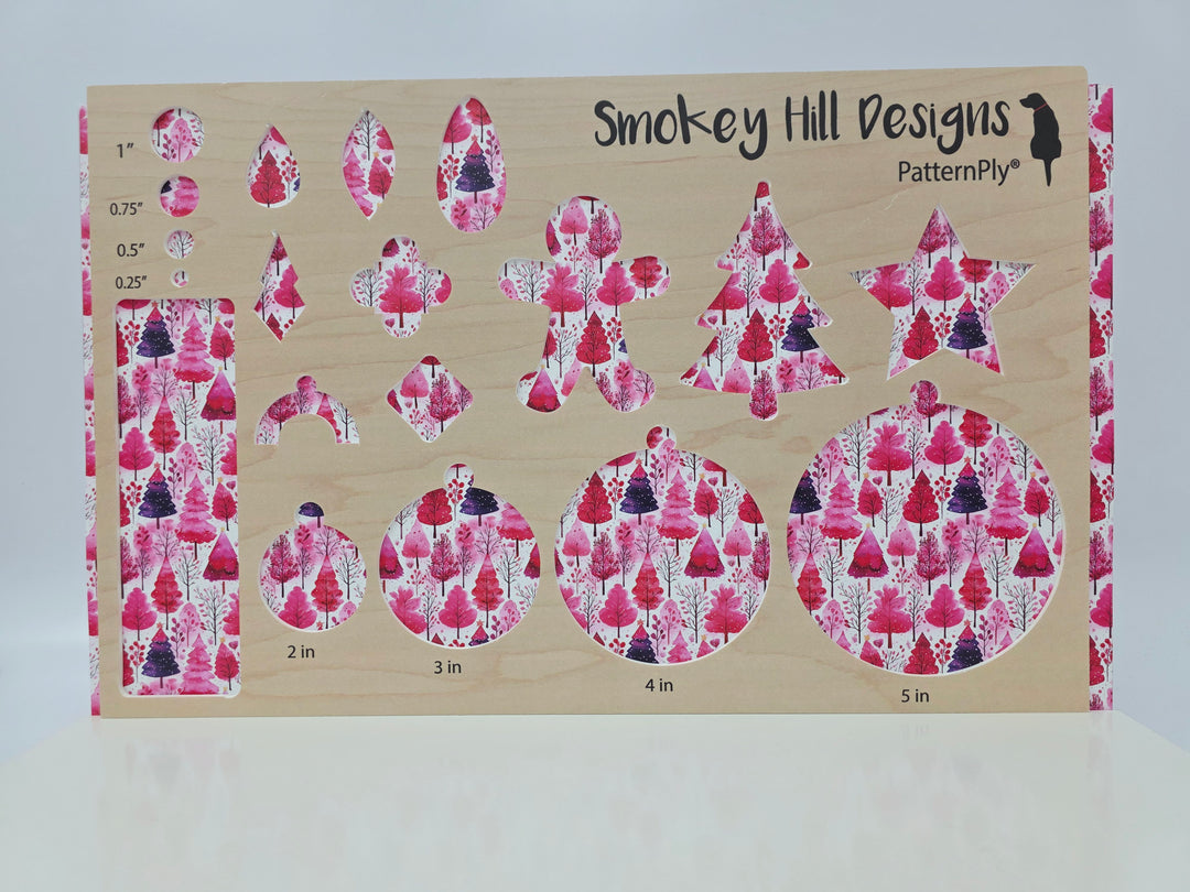 PatternPly® Full Coverage Pink Watercolor Christmas Trees