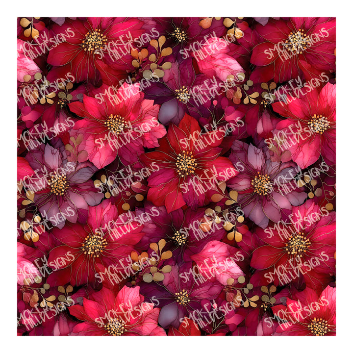PatternPly® Full Coverage Plum Poinsettias
