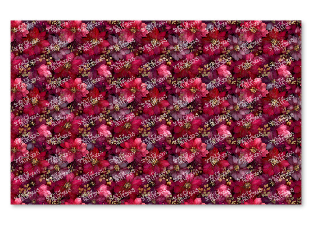 PatternPly® Transparent Plum Poinsettias
