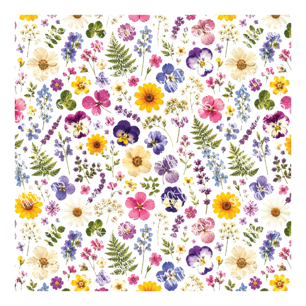 PatternPly® Scattered Colorful Pressed Flowers