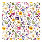 PatternPly® Scattered Colorful Pressed Flowers sheet showing the pattern