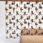 PatternPly® Scattered Pumpkin Head Pinups sheet showing the pattern