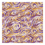 PatternPly® Scattered Purple and Gold Swirls sheet showing the pattern