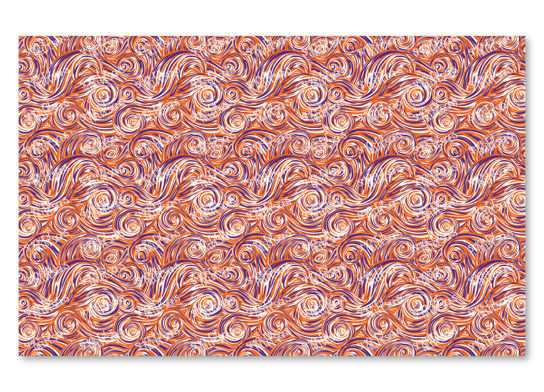 PatternPly® Scattered Purple and Orange Swirls