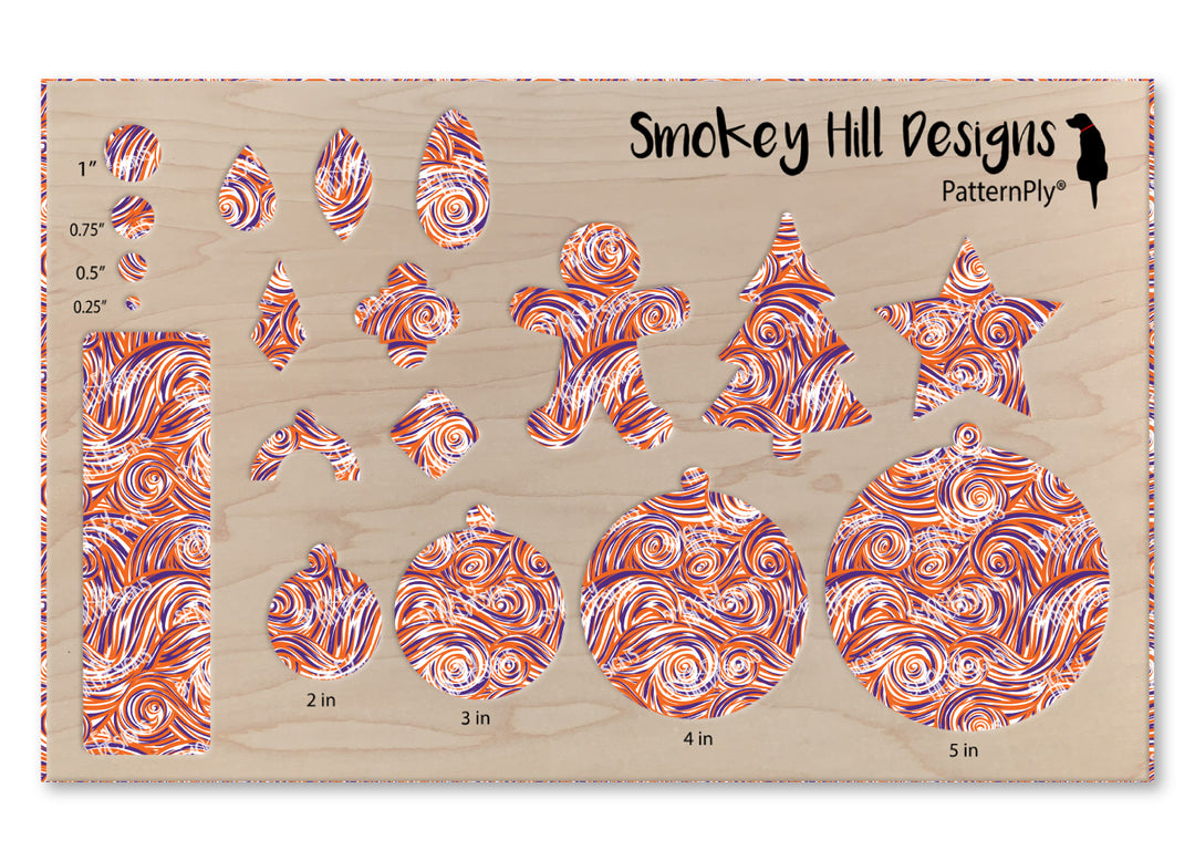 PatternPly® Scattered Purple and Orange Swirls