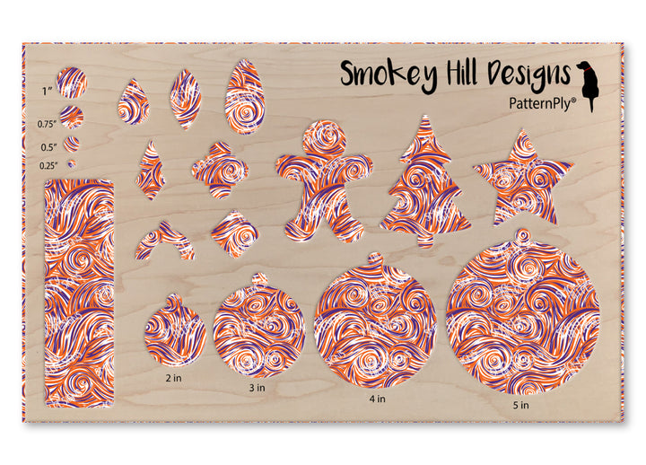 PatternPly® Scattered Purple and Orange Swirls