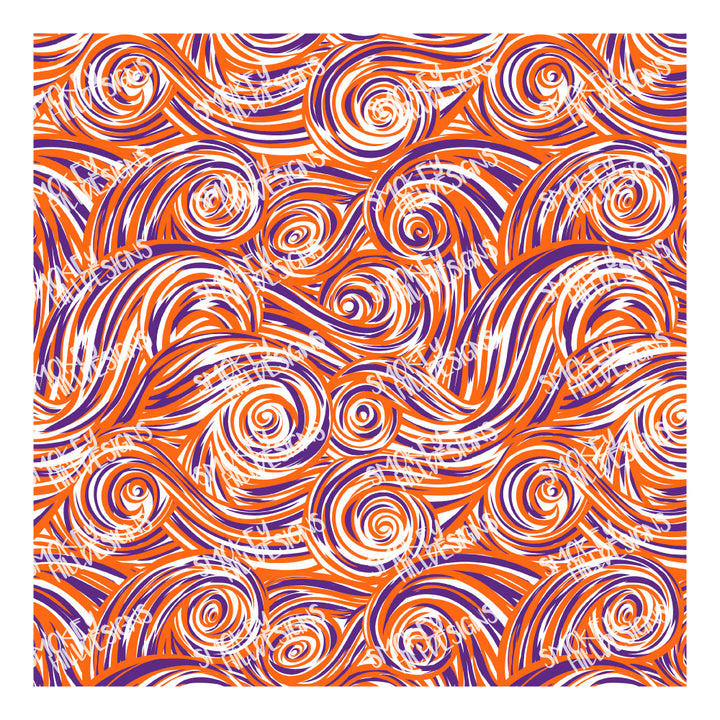 PatternPly® Scattered Purple and Orange Swirls