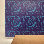 PatternPly® Full Coverage Purple and Teal Tie Dye sheet showing the pattern
