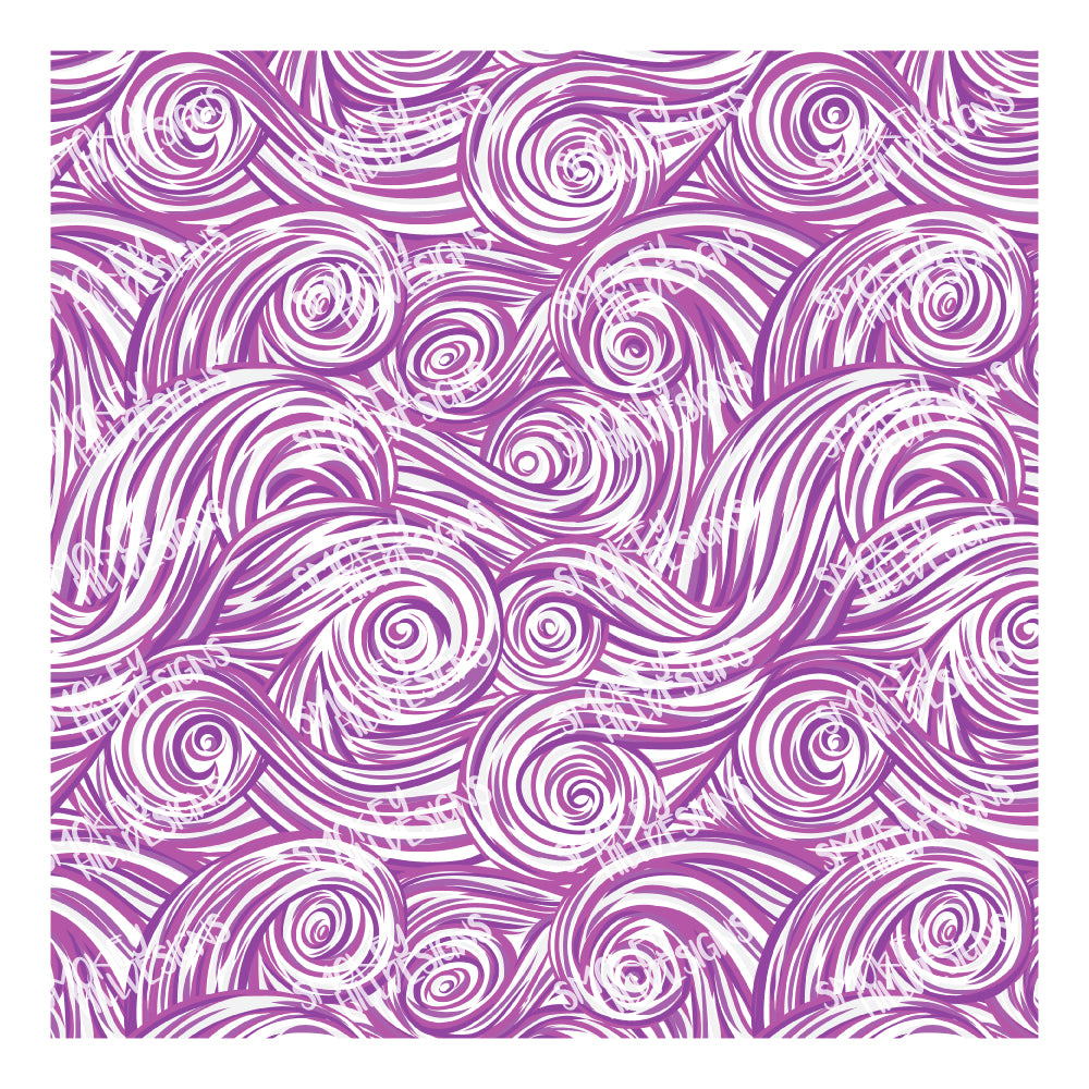 PatternPly® Transparent Purple and White Swirls sheet showing the pattern