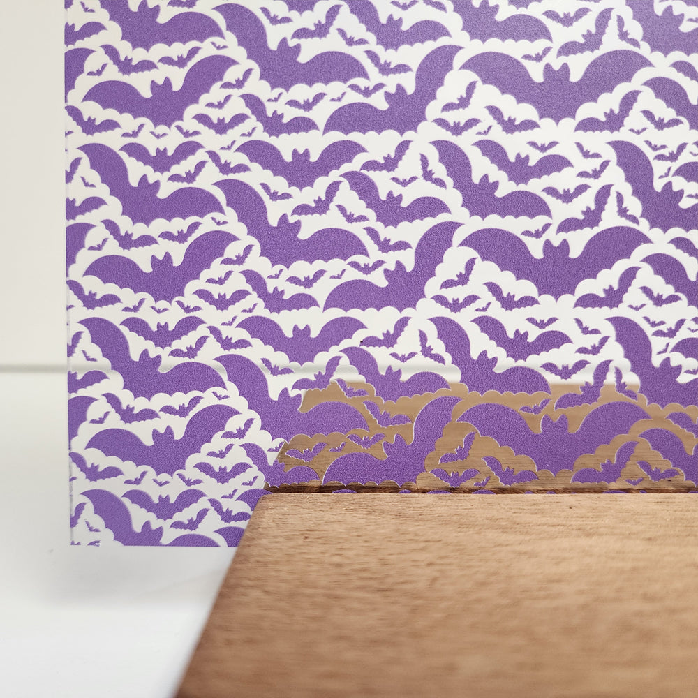 PatternPly® Scattered Purple Bats sheet showing the pattern
