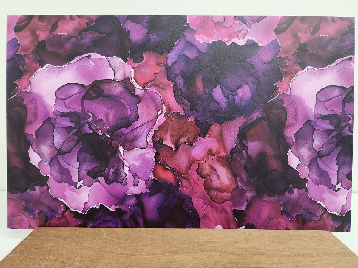 PatternPly® Full Coverage Purple Blooms sheet showing the pattern