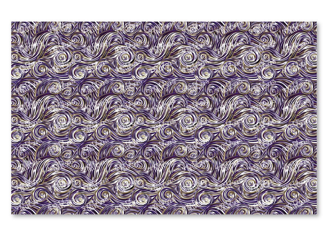 PatternPly® Scattered Purple, Gold, and Black Swirls
