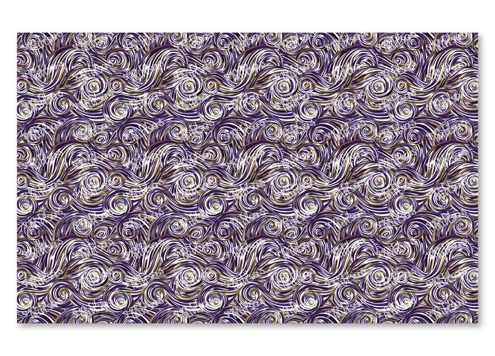 PatternPly® Scattered Purple, Gold, and Black Swirls