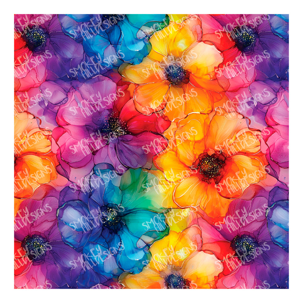 PatternPly® Full Coverage Rainbow Blooms sheet showing the pattern