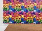PatternPly® Full Coverage Rainbow Dogs LARGE sheet showing the pattern