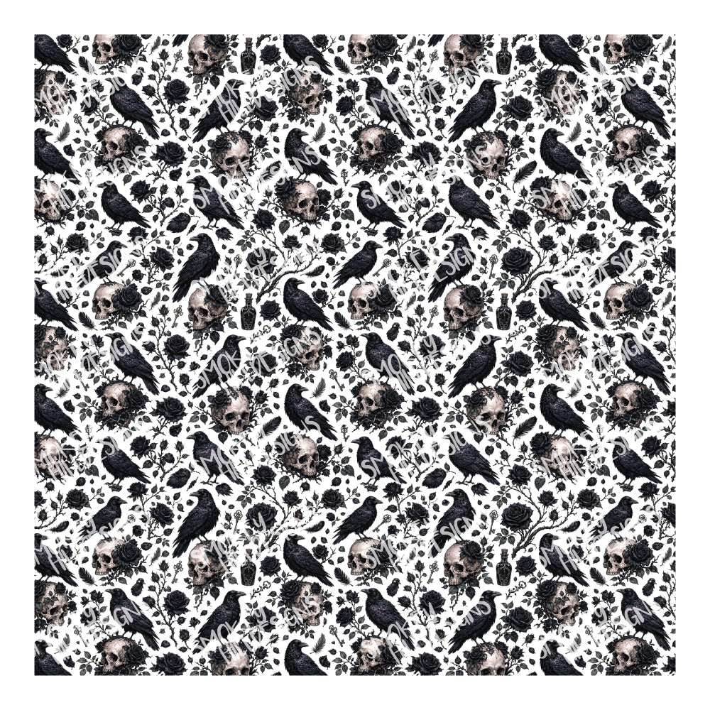 PatternPly® Scattered Raven And Skulls