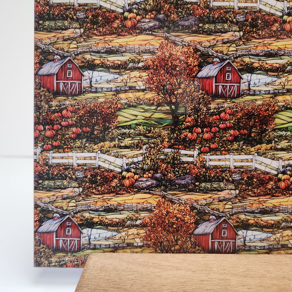 PatternPly® Full Coverage Fall Farm sheet showing the pattern