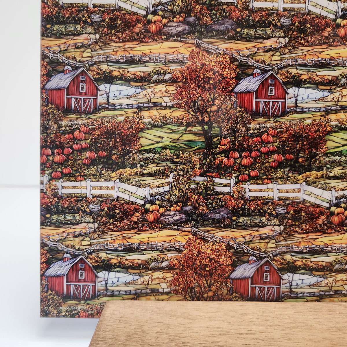 PatternPly® Full Coverage Fall Farm sheet showing the pattern