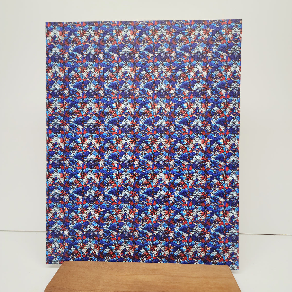 PatternPly® 19x24" Red, White, and Blue Stained Glass Original Scale sheet showing the pattern