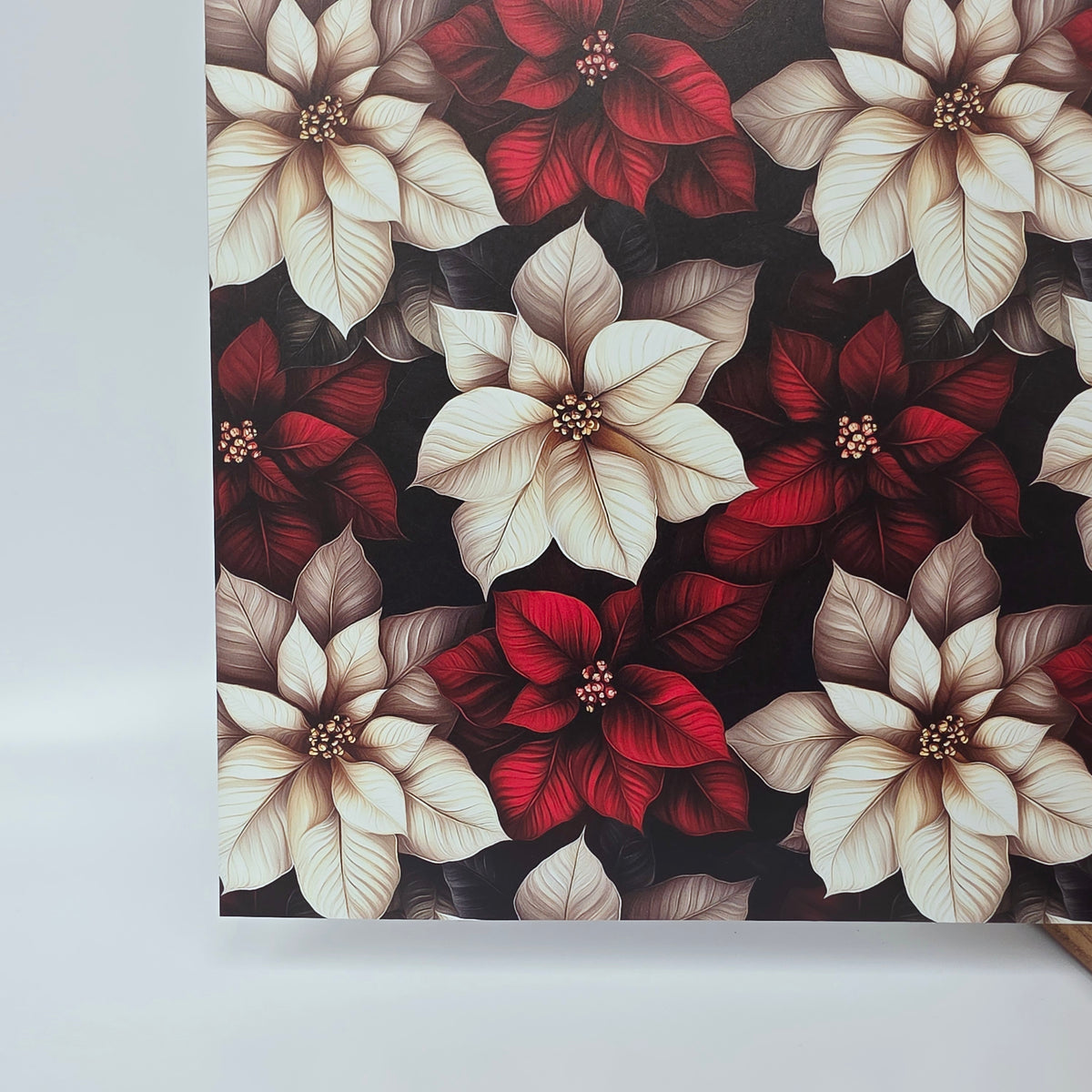 PatternPly® Full Coverage Red and White Poinsettia LARGE sheet showing the pattern