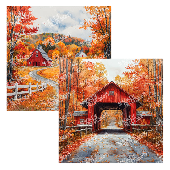PatternPly® Transparent Red Barn and Covered Bridge