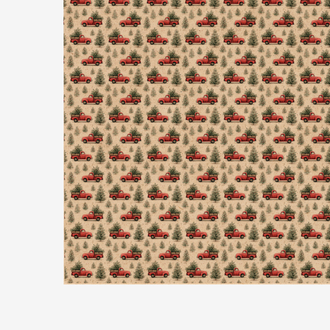 PatternPly® Naturals Red Christmas Trucks Small