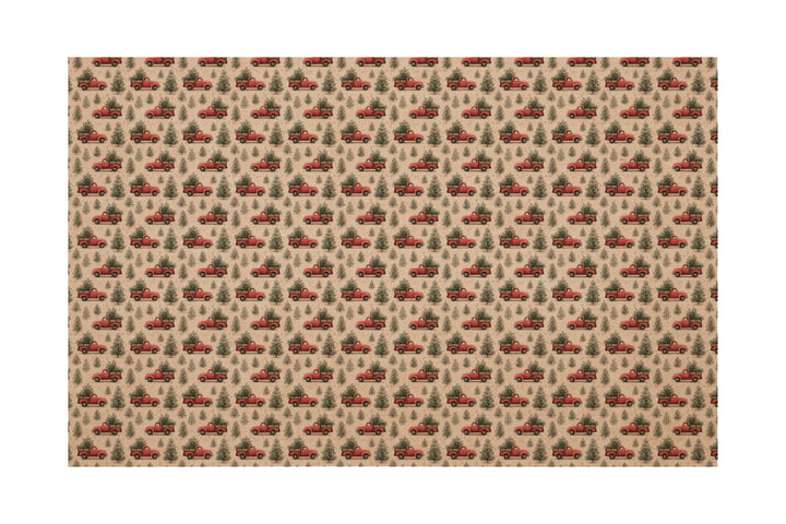 PatternPly® Naturals Red Christmas Trucks Small