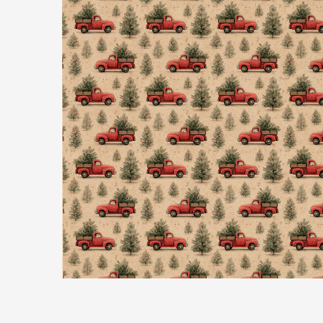 PatternPly® Naturals Red Christmas Trucks