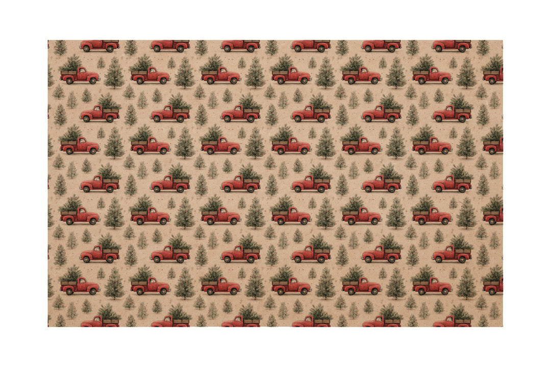 PatternPly® Naturals Red Christmas Trucks