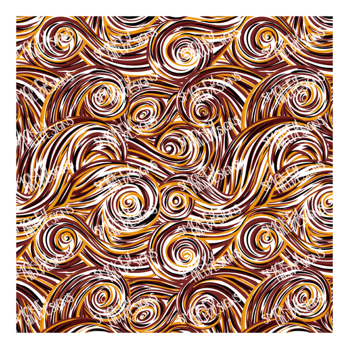 PatternPly® Scattered Red, Gold, and Black Swirls