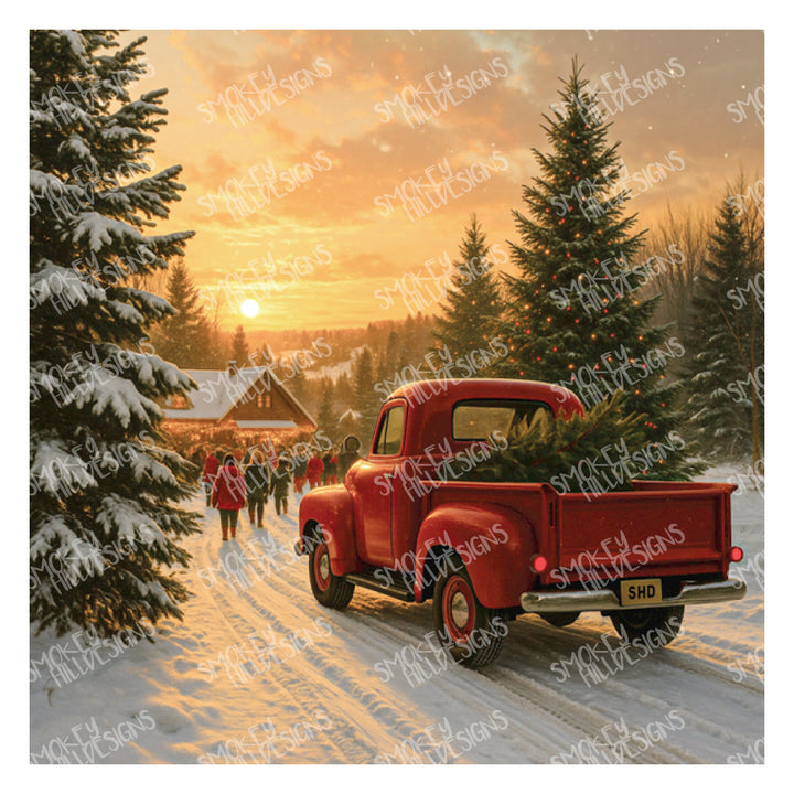 PatternPly® Transparent Red Truck and Christmas Tree