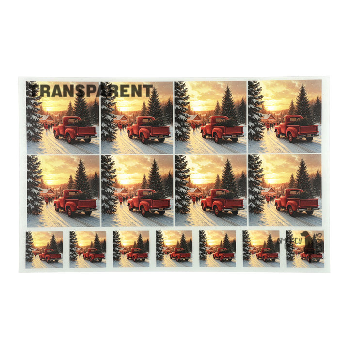 PatternPly® Transparent Red Truck And Christmas Tree 2 sizes