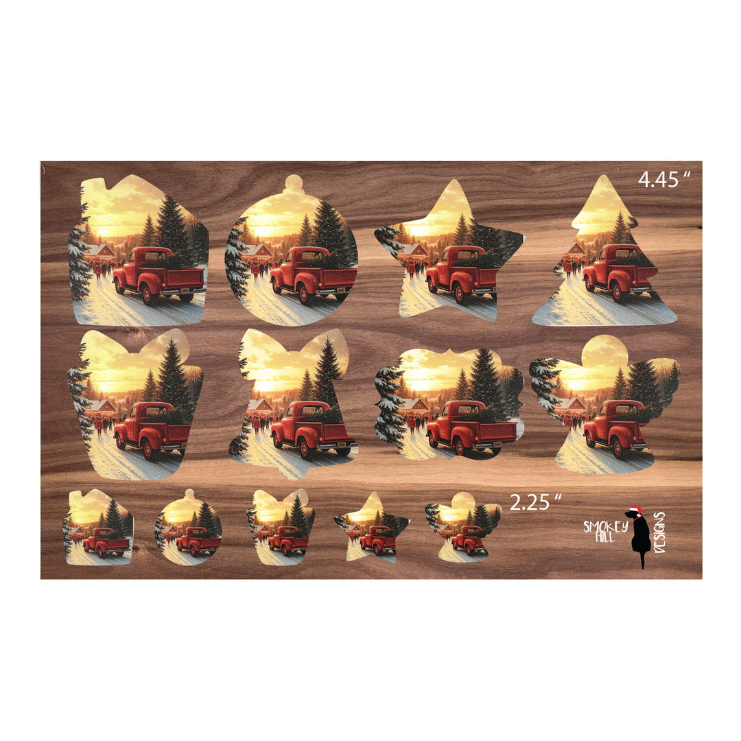 PatternPly® Transparent Red Truck And Christmas Tree 2 sizes