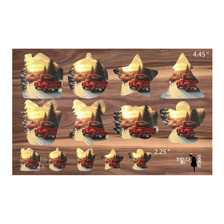 PatternPly® Transparent Red Truck And Christmas Tree 2 sizes