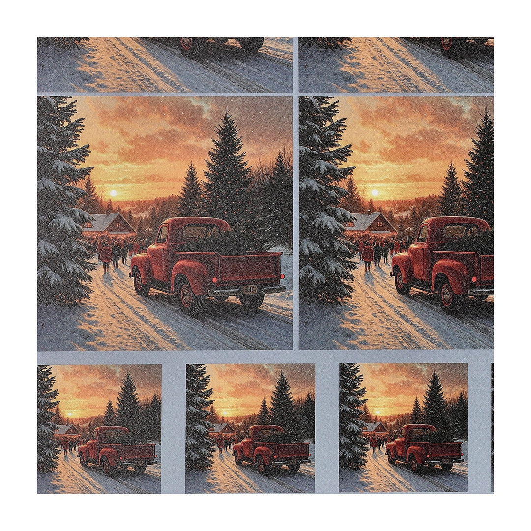 PatternPly® Full Coverage Red Truck and Christmas Tree 2 sizes
