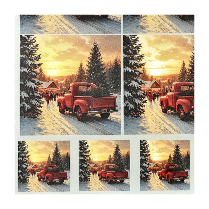 PatternPly® Transparent Red Truck And Christmas Tree 2 sizes