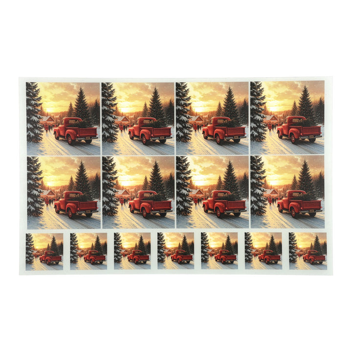 PatternPly® Transparent Red Truck And Christmas Tree 2 sizes