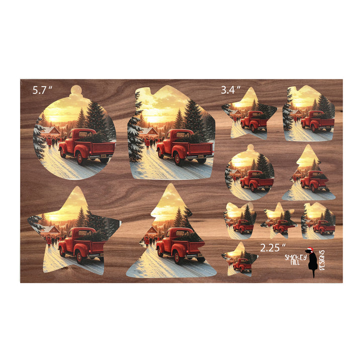 PatternPly® Transparent Red Truck And Christmas Tree 3 sizes