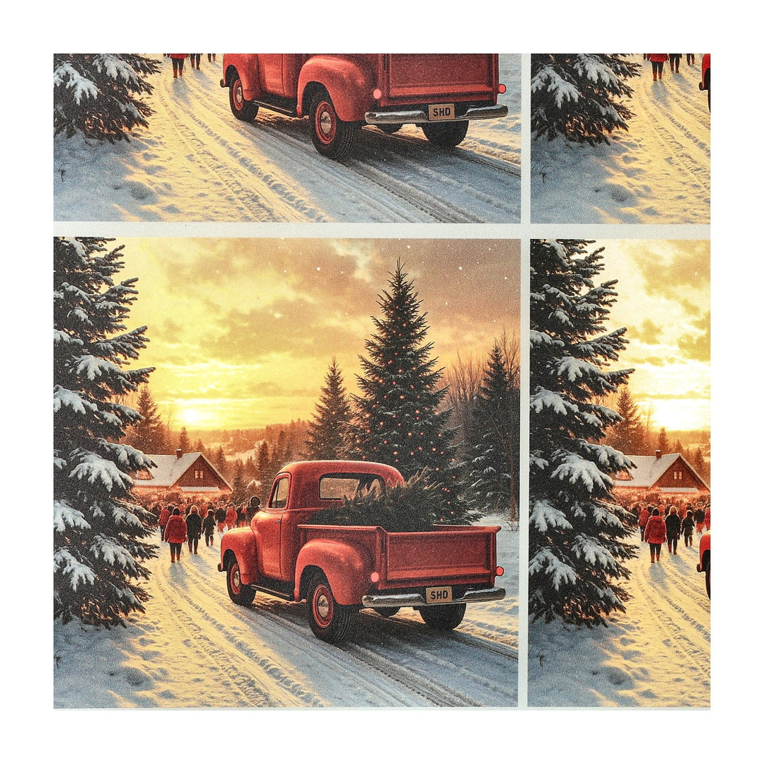 PatternPly® Transparent Red Truck And Christmas Tree 3 sizes