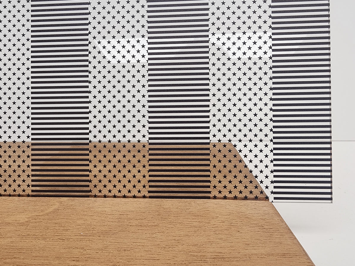PatternPly® Scattered Repeating US Flag BLACK sheet showing the pattern