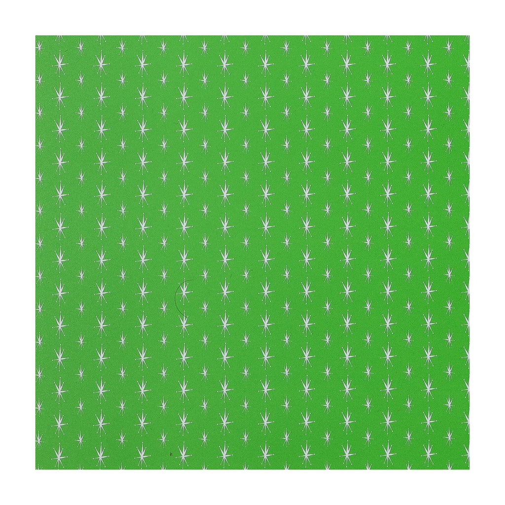 PatternPly® Full Coverage Retro Green Snowflakes sheet showing the pattern