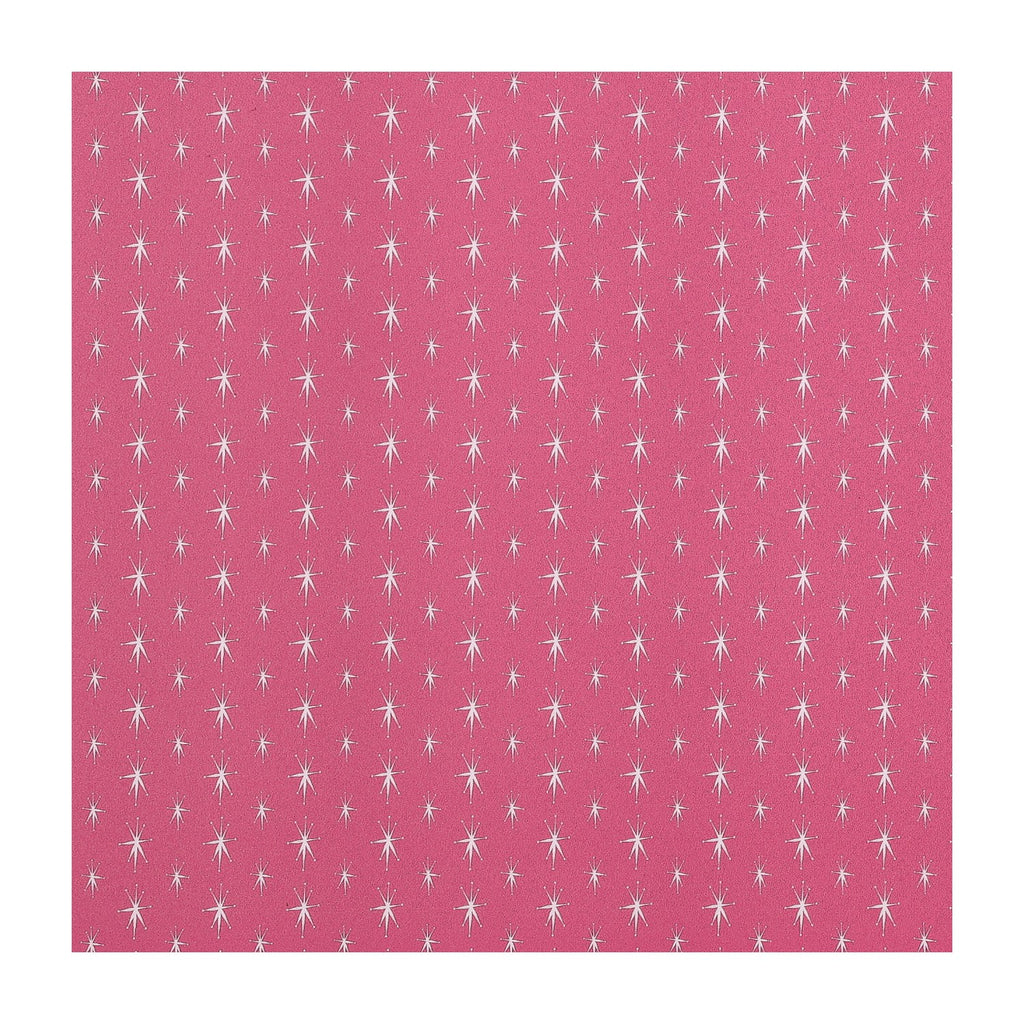 PatternPly® Full Coverage Retro Pink Snowflakes sheet showing the pattern