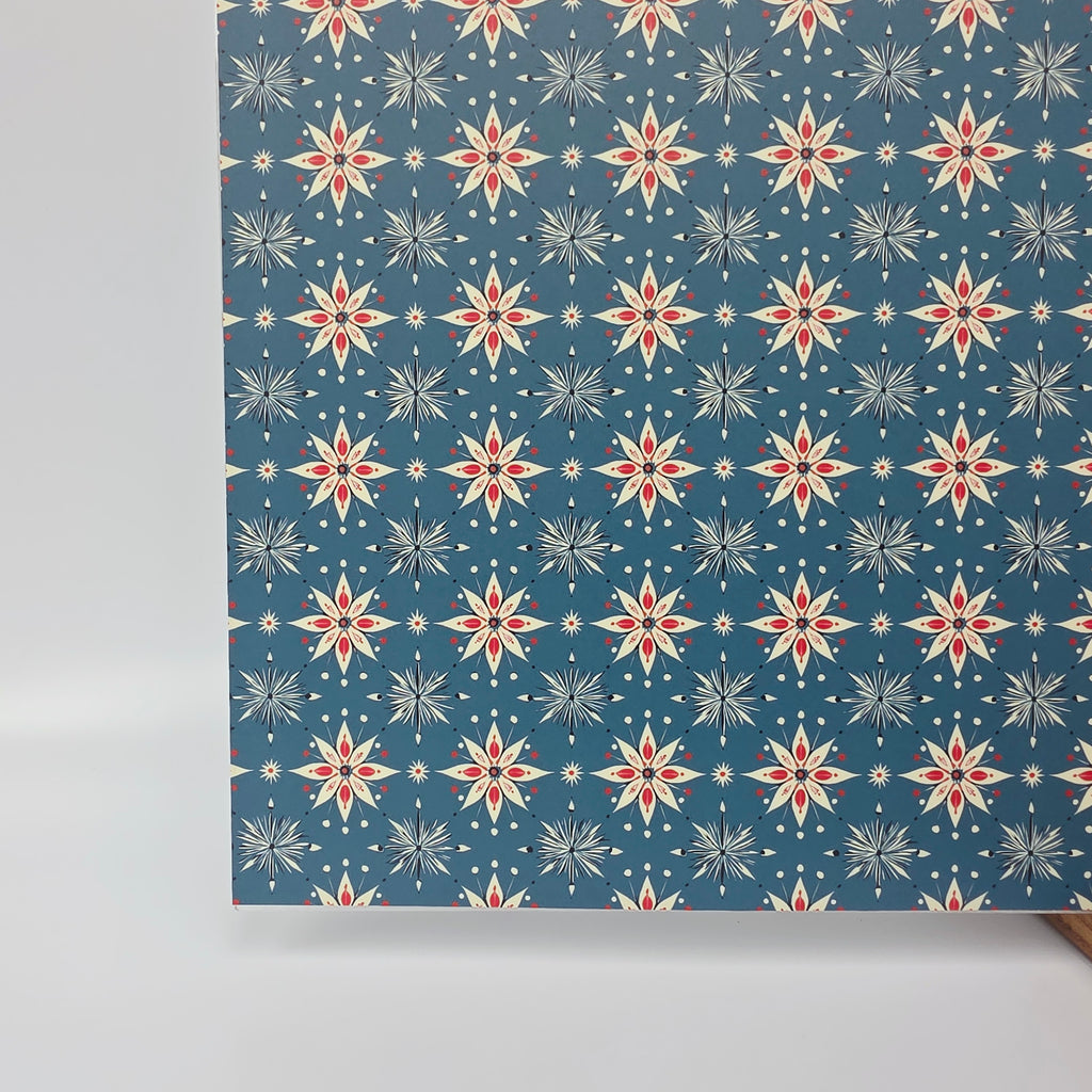 PatternPly® Full Coverage Retro Snowflakes sheet showing the pattern