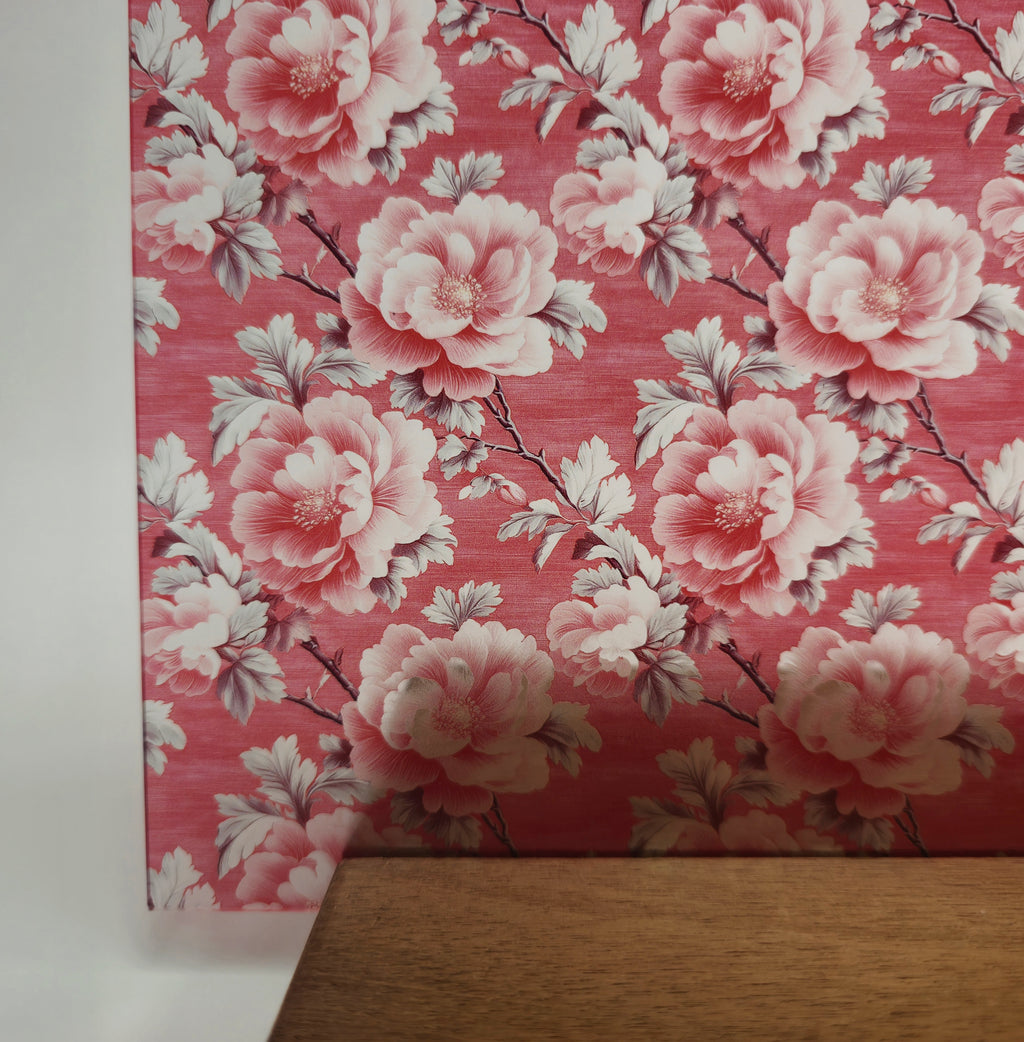 PatternPly® Transparent Rococo Pink Floral LARGE sheet showing the pattern