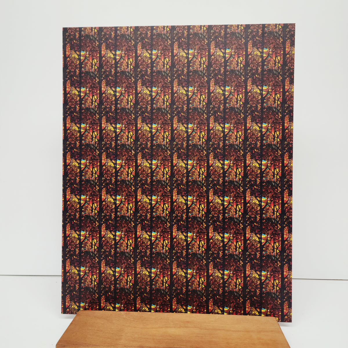 PatternPly® 19x24" Stained Glass Fall Forest Original Scale sheet showing the pattern
