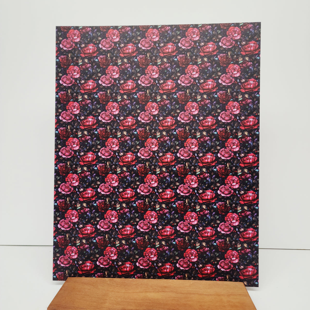 PatternPly® 19x24" Stained Glass Roses Original Scale sheet showing the pattern