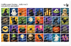 PatternPly® Full Coverage Halloween Series Volume 3 Haunted Whimsy Sampler: sampler sheet of small art scene designs