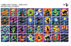 PatternPly® Full Coverage Halloween Series Volume 6 Neon Halloween Sampler: sampler sheet of small art scene designs