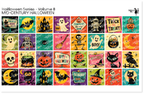 PatternPly® Full Coverage Halloween Series Volume 8 Mid Century Halloween Sampler: sampler sheet of small art scene designs